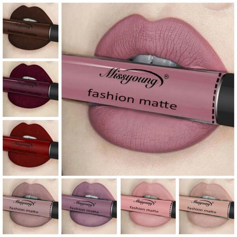 Missyoung Matte Liquid Lipstick Lip Gloss Lips Makeup Vanntett Langvarig Lip