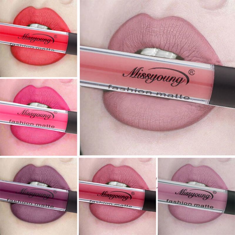 Missyoung Matte Liquid Lipstick Lip Gloss Vanntett Langvarig Lips Makeup Sexy