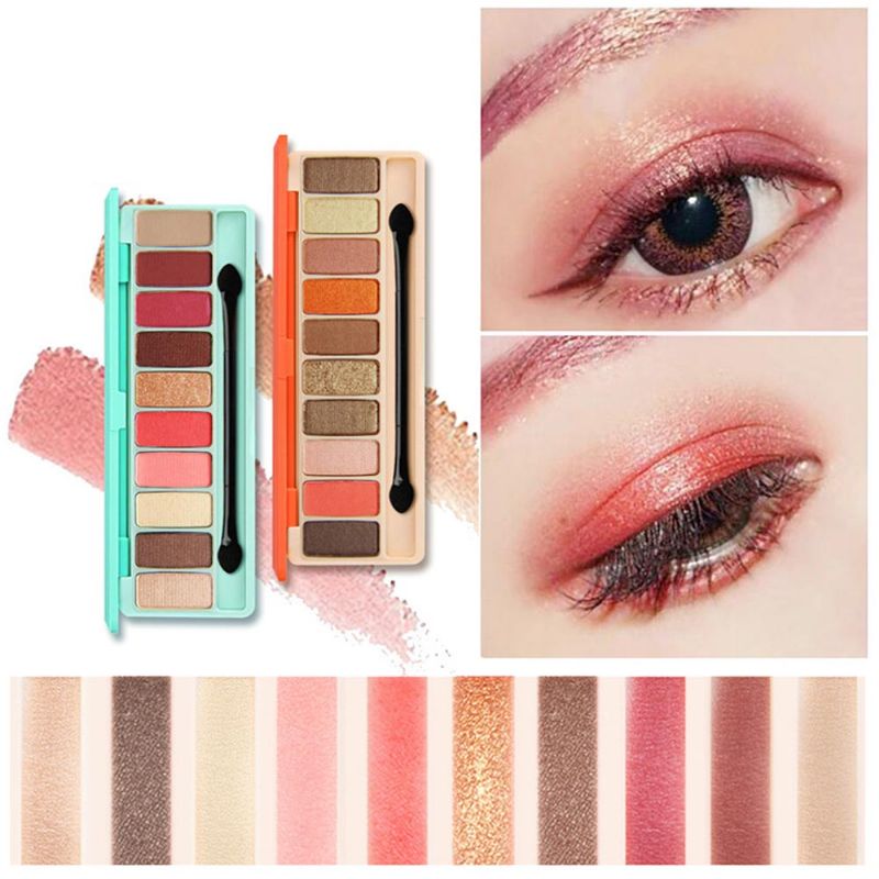 Novo Ten Color Eye Shadow Palette Langvarig Øyenskygge Øyenskyggesett Jenter Øyensminke Skjønnhet