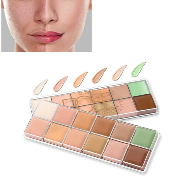 O.two.o 12 Farger Makeup Concealer Palette Contour Acne Cover Cream Langvarig Vanntett