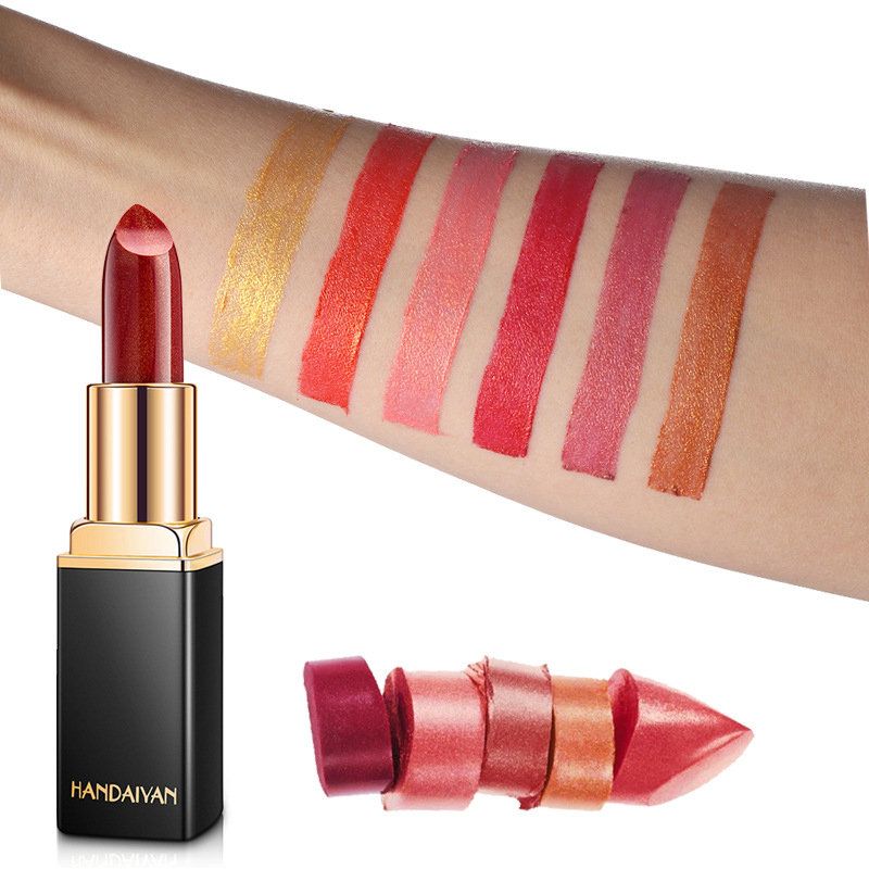 Pearlescent Temperature Lipstick Langvarig Metal Shimmer Lip Stick Moisturizing Lip Cosmetic