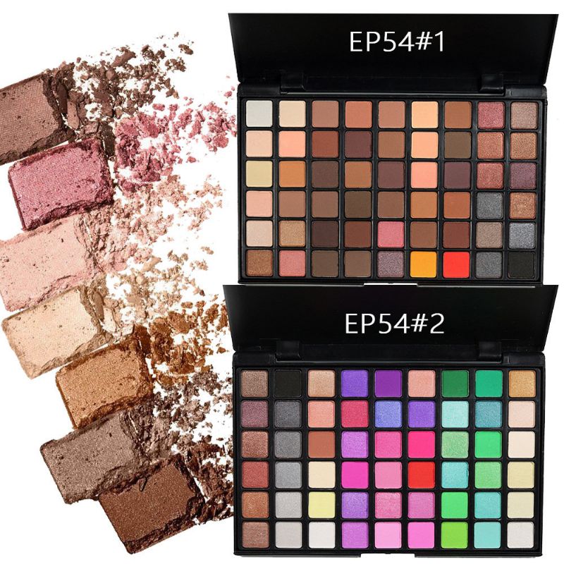 Popfeel 54 Farger Eye Shadow Shimmer Glitter Vanntett Naturlig Matt Øyenskyggepalett