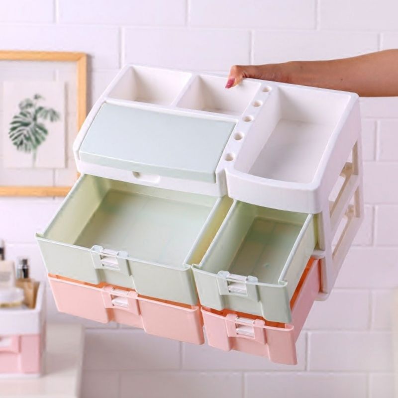 Skrivebordskommode Smykker Leppestift Makeup Organizer Holder Skufftype Oppbevaringsboks For Kosmetiske Hudpleieting