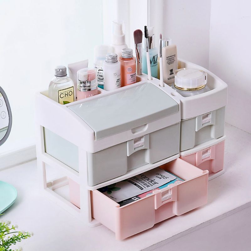 Skrivebordskommode Smykker Leppestift Makeup Organizer Holder Skufftype Oppbevaringsboks For Kosmetiske Hudpleieting