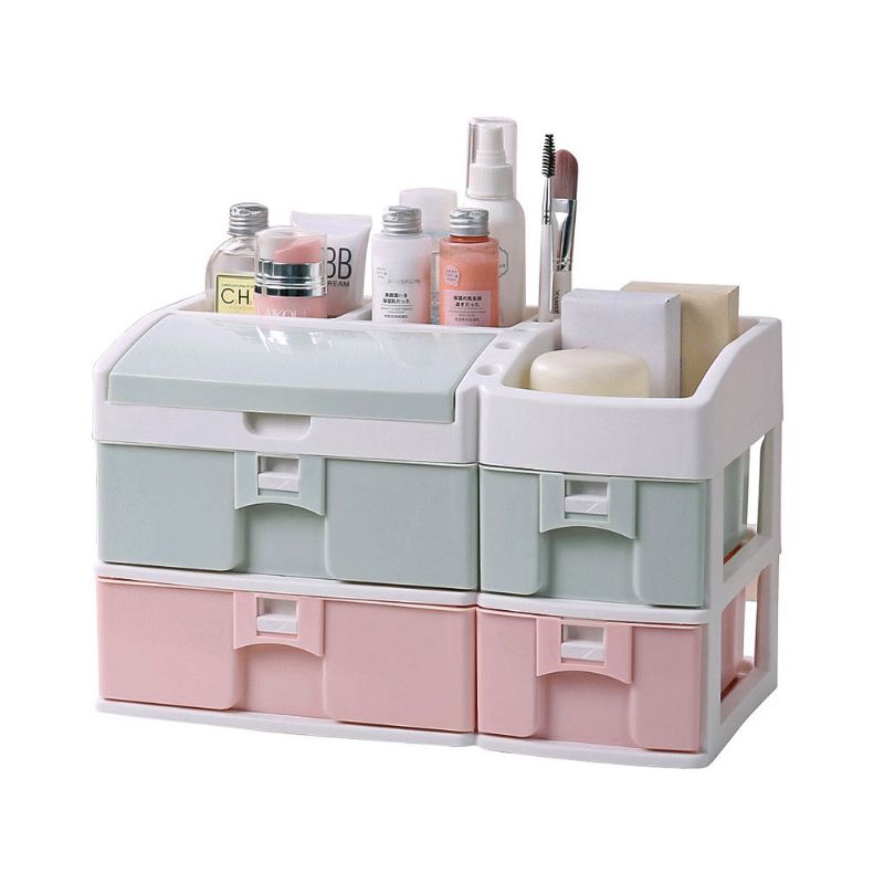 Skrivebordskommode Smykker Leppestift Makeup Organizer Holder Skufftype Oppbevaringsboks For Kosmetiske Hudpleieting