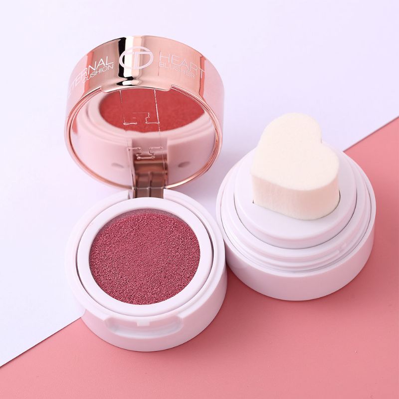 Søt Søt Hjerteformet Luftpute Blush Fuktighetsgivende Nakensminke Naturlig Farge Ansiktssminke