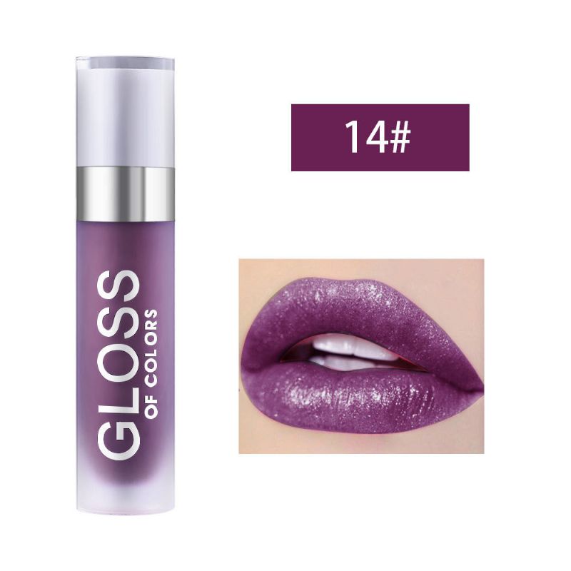 Velvet Matte Langvarig Lip Glaze Pearlescent Glitter Lip Gloss Anti-stick Cup Flytende Lipstick