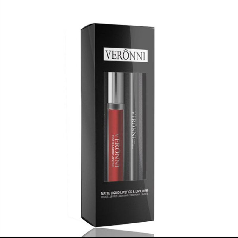 Veronni Matte Lip Gloss Lipliner Pencils Set Fuktighetskrem Makeup Flytende Leppestift Lips Liner Kit