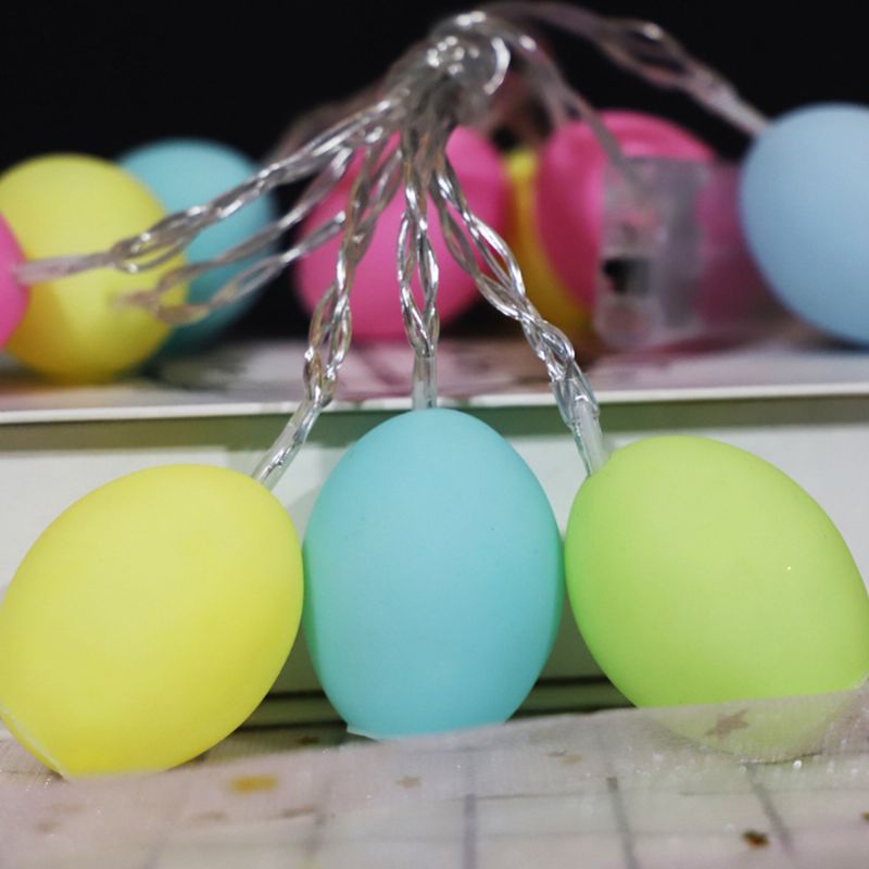 Delikat Kreativ Fargerik Påskeegg Modell Vinyl Egg Led String Lights Pære Med Sikkerhetsbatteriholder