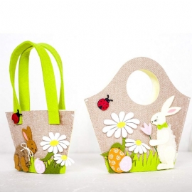 Easter Egg Bag Cartoon Rabbit Håndveske Oppbevaringspose Enkel Skulder Handlekurv Bunny Printed Storage Bag