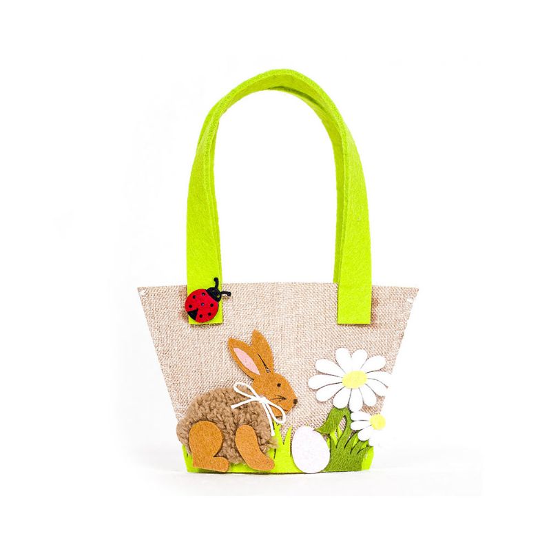 Easter Egg Bag Cartoon Rabbit Håndveske Oppbevaringspose Enkel Skulder Handlekurv Bunny Printed Storage Bag