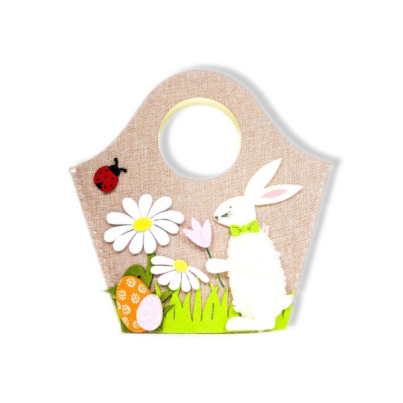 Easter Egg Bag Cartoon Rabbit Håndveske Oppbevaringspose Enkel Skulder Handlekurv Bunny Printed Storage Bag