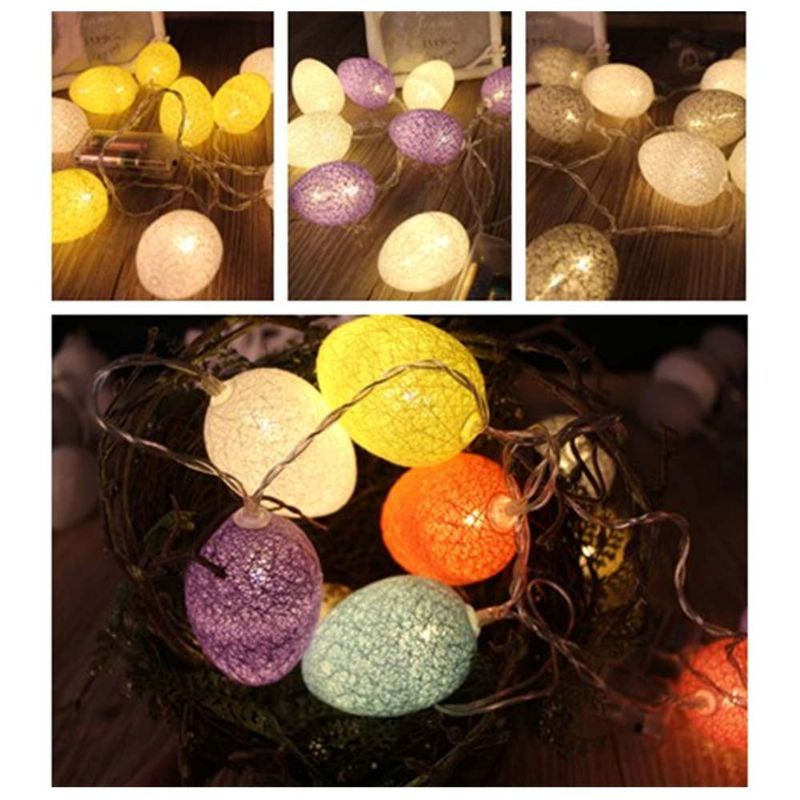 Easter Egg String Lights Bomull Tråd Batteridrevet Led Egg Lamp Home Party Dekor