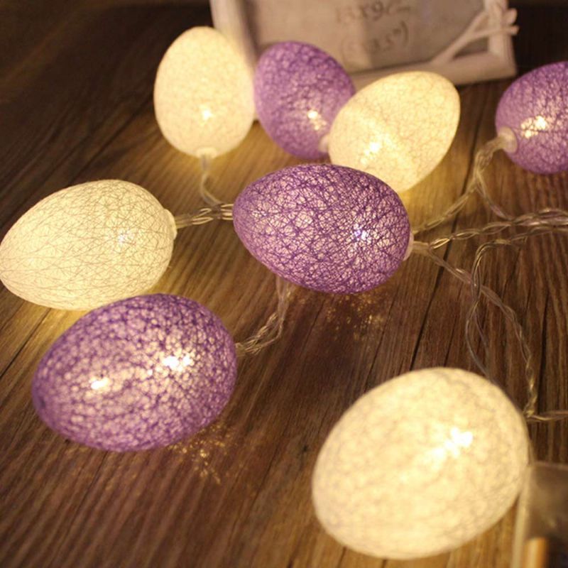 Easter Egg String Lights Bomull Tråd Batteridrevet Led Egg Lamp Home Party Dekor