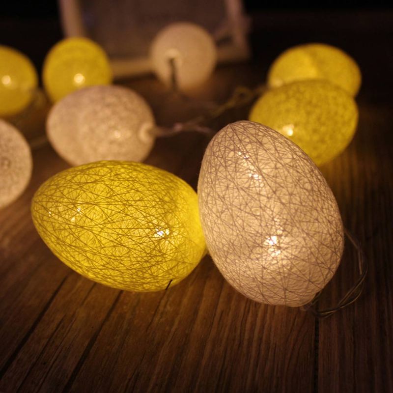 Easter Egg String Lights Bomull Tråd Batteridrevet Led Egg Lamp Home Party Dekor