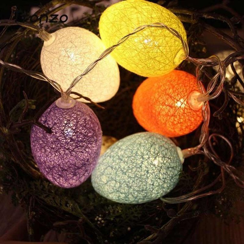 Easter Egg String Lights Bomull Tråd Batteridrevet Led Egg Lamp Home Party Dekor