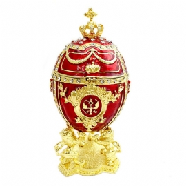 European Palace Style Egg-formet Smykker Oppbevaringsboks Innovativ Metall Kunstverk Ornament Smykkeholder