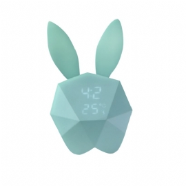 Kreativ Søt Kanin Kaninformet Intelligent Digital Vekkerklokke Mote Stilig Lysende Multifunksjonell Klokke Med Magnet