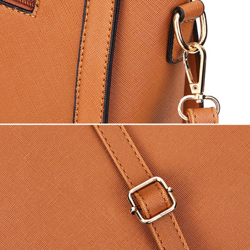 2 Stk Kvinner Pu Lær Håndveske Fritid Solid Crossbody Bag