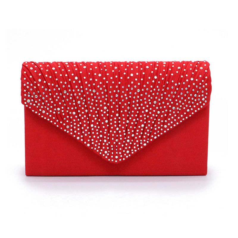 2023 Elegant Clutch Rhinestone Dekorativ Dame Kveldsskulderveske Hudvennlig Sateng Polyester Fancy Kosmetisk Håndveske For Kvinner