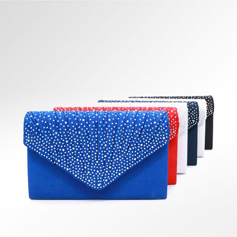 2023 Elegant Clutch Rhinestone Dekorativ Dame Kveldsskulderveske Hudvennlig Sateng Polyester Fancy Kosmetisk Håndveske For Kvinner