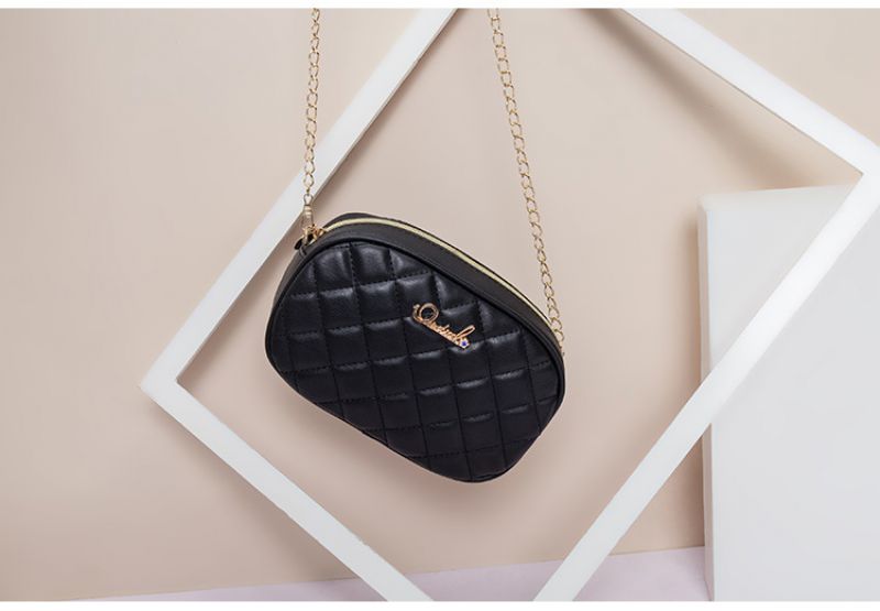 2023 New Fashion Rhombus Chain Rund Bag Skulderveske Dame Veske Mini Mobiltelefon Messenger Liten Firkantet