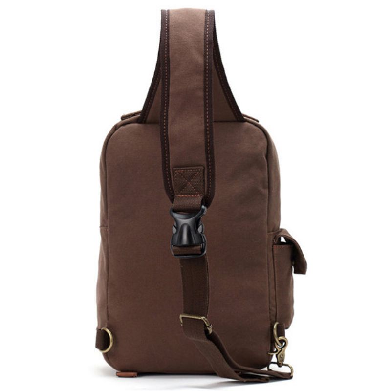 Augur Menn Canvas Casual Brystveske Stor Kapasitet Utendørs Reise Crossbody-vesker