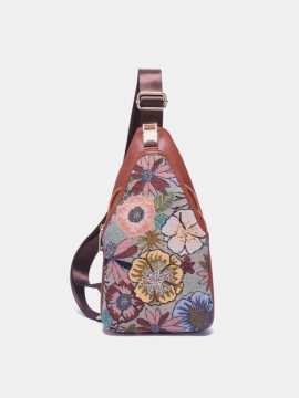 Brenice Broderi Blomster Brystvesker Vintage National Crossbody Bags