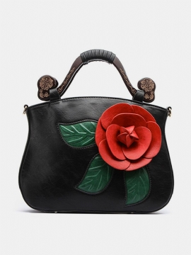 Brenice Vintage Pu Leather Rose Dekorativ Veske Crossbody Bag For Kvinner