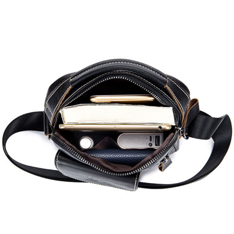 Bullcaptain Genuine Leather Business Messenger Bag Vintage Crossbody Bag For Menn