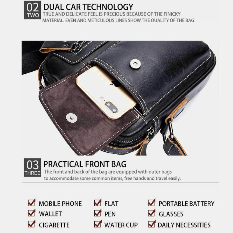 Bullcaptain Genuine Leather Business Messenger Bag Vintage Crossbody Bag For Menn