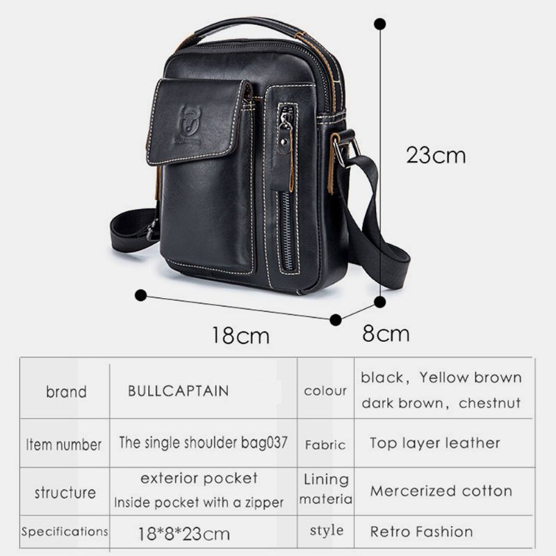 Bullcaptain Genuine Leather Business Messenger Bag Vintage Crossbody Bag For Menn