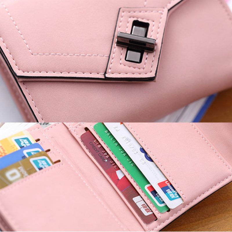 Candy Color Pu Leather Hasp Kort Lommebok Veske For Kvinner