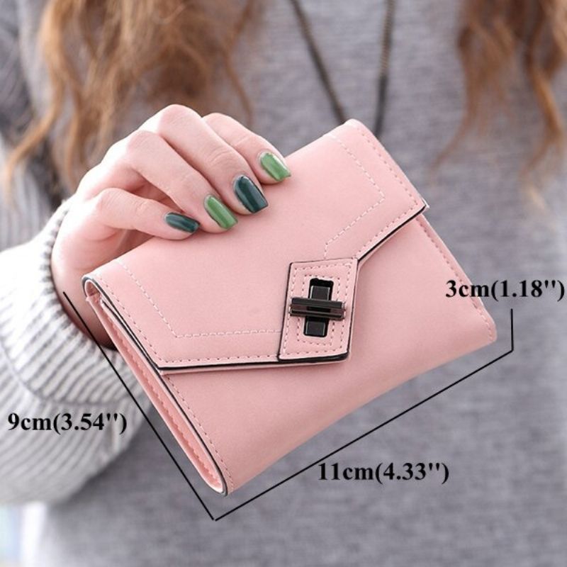 Candy Color Pu Leather Hasp Kort Lommebok Veske For Kvinner