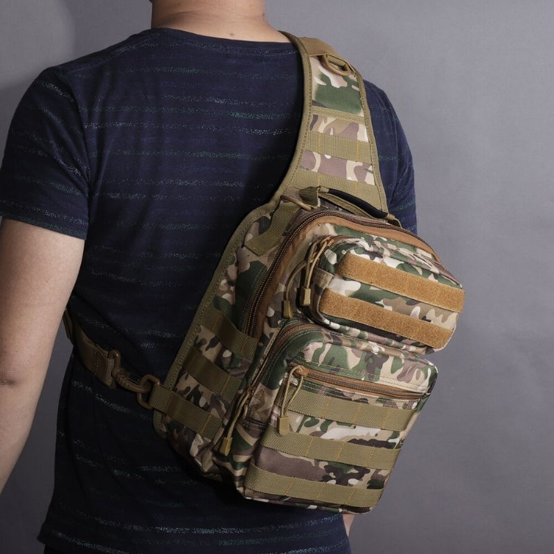 Canvas Camouflage Outdoor Travel Sling Bag Stor Kapasitet Tactical Chest Bag Crossbody Bag