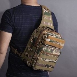 Canvas Camouflage Outdoor Travel Sling Bag Stor Kapasitet Tactical Chest Bag Crossbody Bag