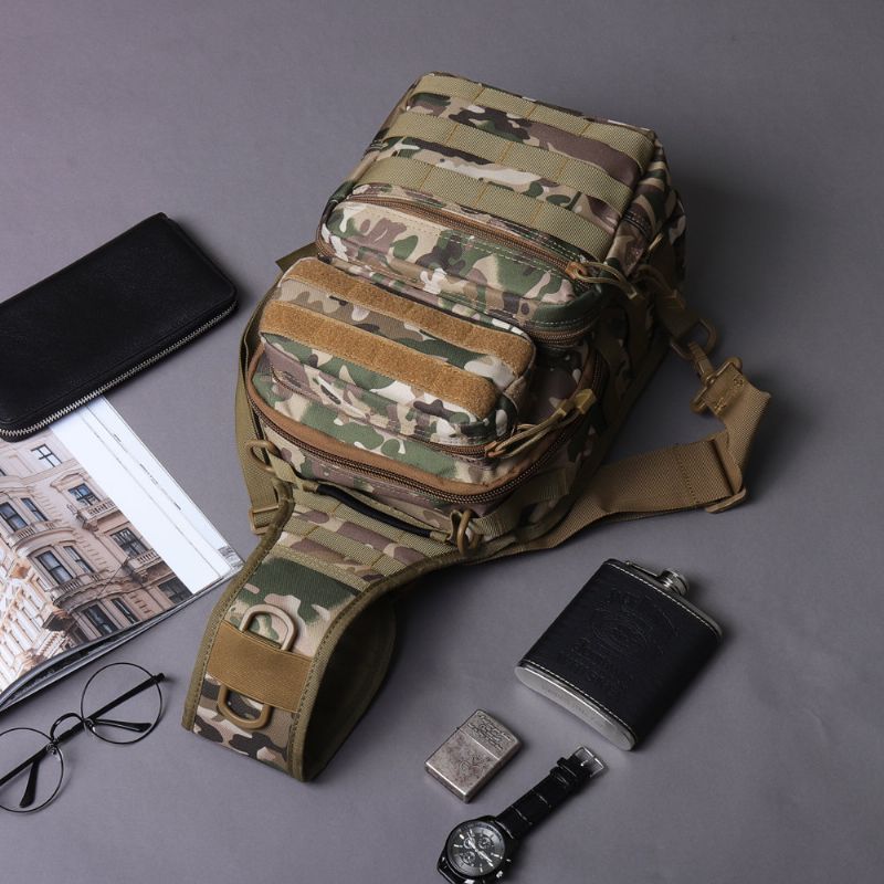 Canvas Camouflage Outdoor Travel Sling Bag Stor Kapasitet Tactical Chest Bag Crossbody Bag