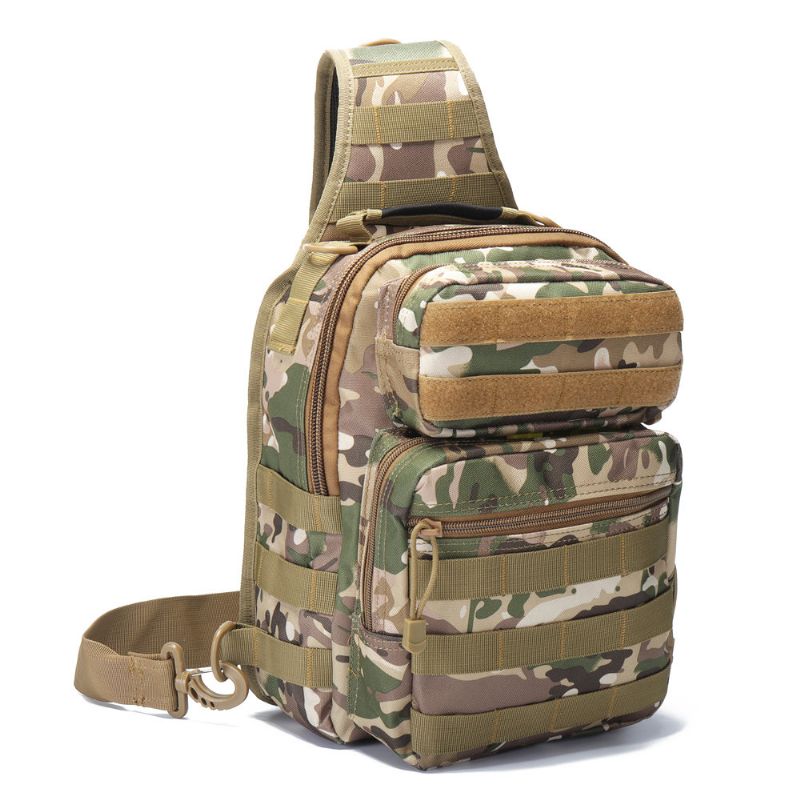 Canvas Camouflage Outdoor Travel Sling Bag Stor Kapasitet Tactical Chest Bag Crossbody Bag