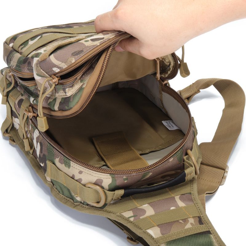 Canvas Camouflage Outdoor Travel Sling Bag Stor Kapasitet Tactical Chest Bag Crossbody Bag