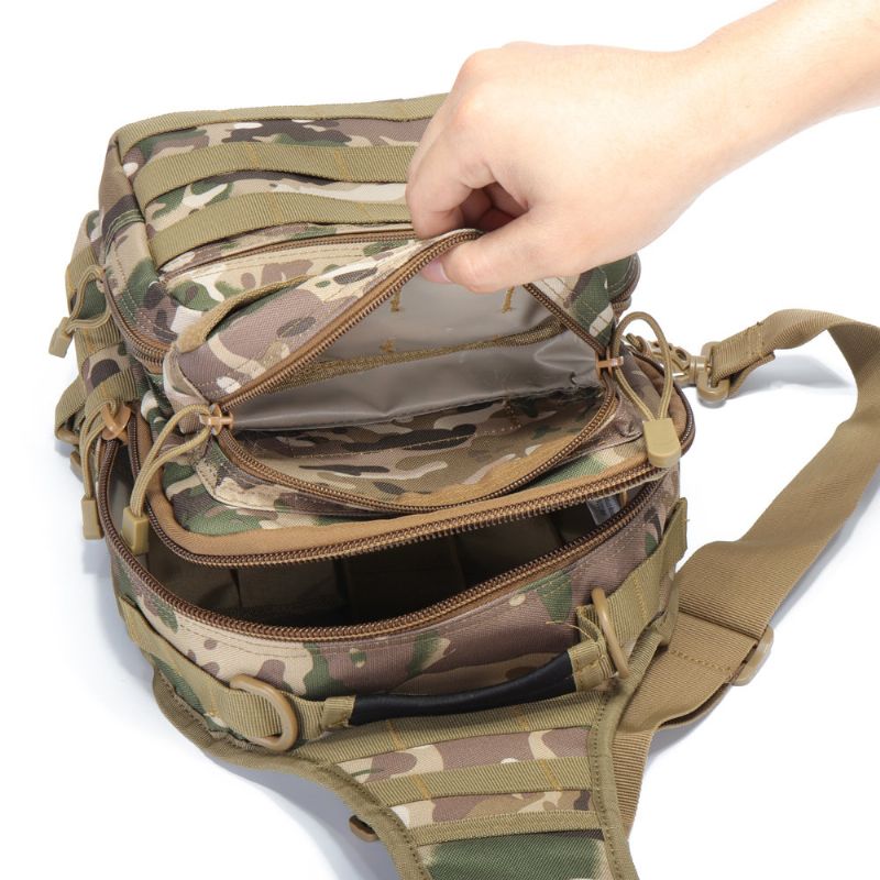 Canvas Camouflage Outdoor Travel Sling Bag Stor Kapasitet Tactical Chest Bag Crossbody Bag