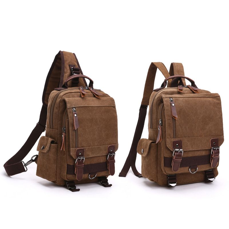 Canvas Outdoor Travel Messenger Chest Bag Ol Unisex Single Shoulder Backpack For Men