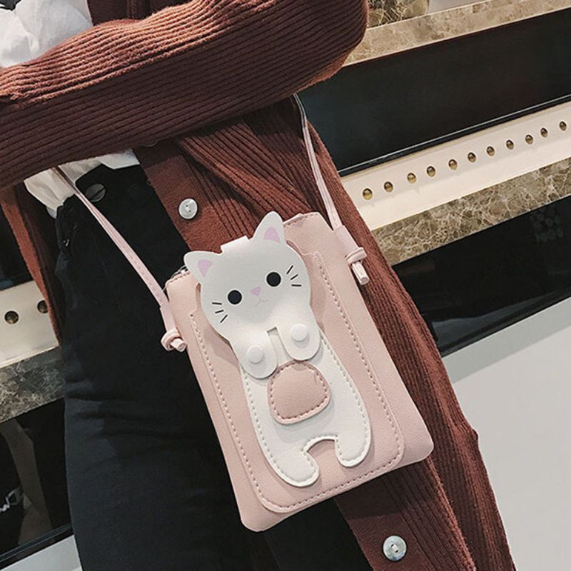 Cartoon Cat 5.5-tommers Telefonveske Skulderveske Crossbody Bags Hang Bag