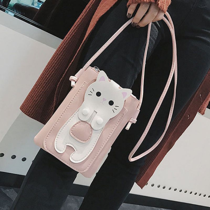 Cartoon Cat 5.5-tommers Telefonveske Skulderveske Crossbody Bags Hang Bag