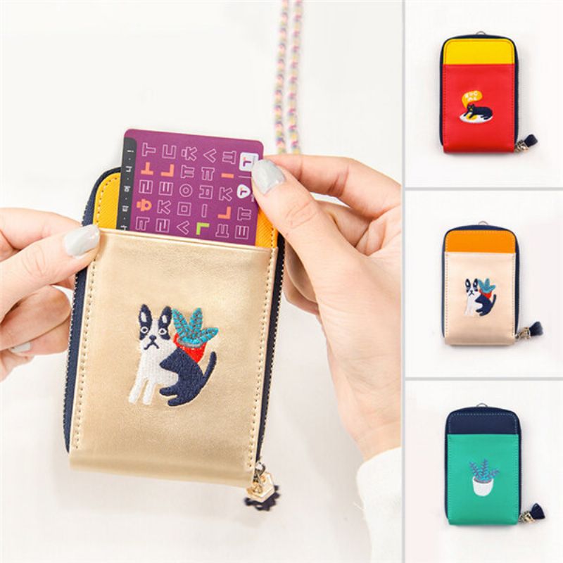 Cartoon Patchwork Lovely Style Card Holder Hang Coins Bag