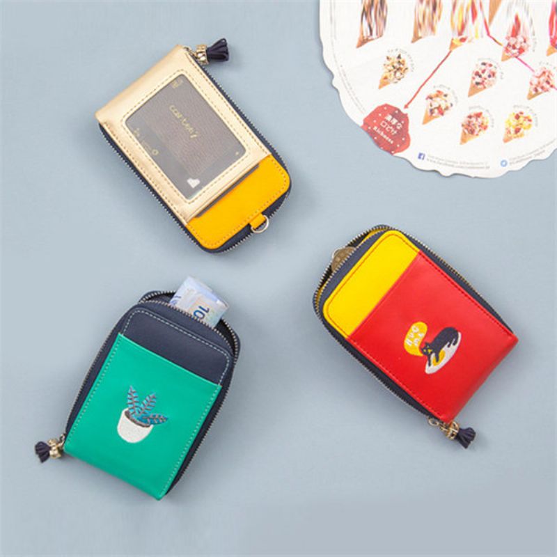 Cartoon Patchwork Lovely Style Card Holder Hang Coins Bag