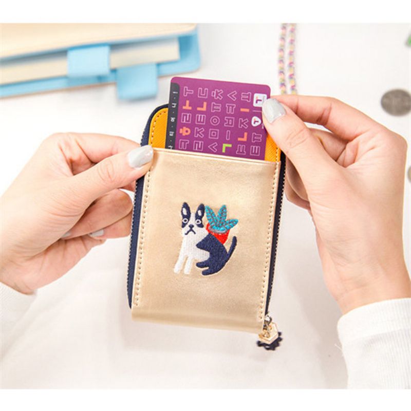 Cartoon Patchwork Lovely Style Card Holder Hang Coins Bag