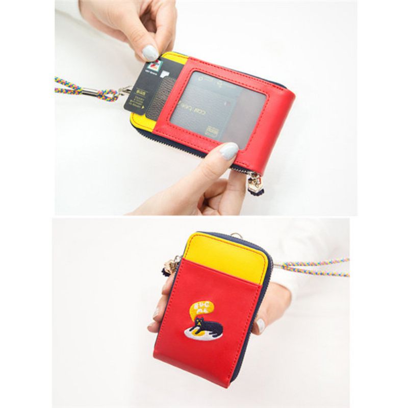 Cartoon Patchwork Lovely Style Card Holder Hang Coins Bag