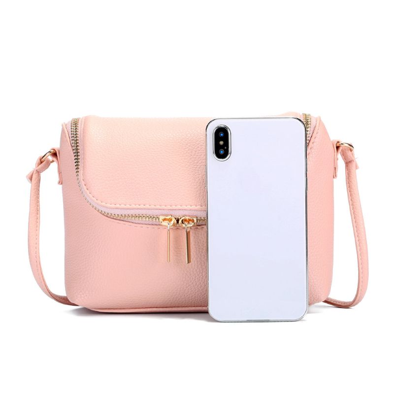 Casual Candy Color Pu-skinn 5.5 Tommers Telefonvesker Crossbody-veske Skuldervesker For Kvinner