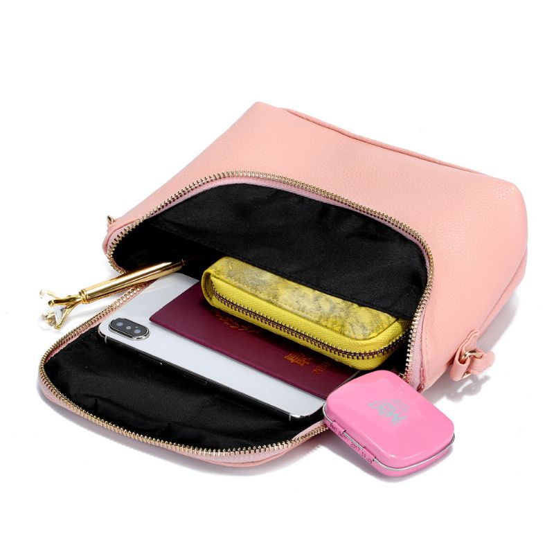 Casual Candy Color Pu-skinn 5.5 Tommers Telefonvesker Crossbody-veske Skuldervesker For Kvinner