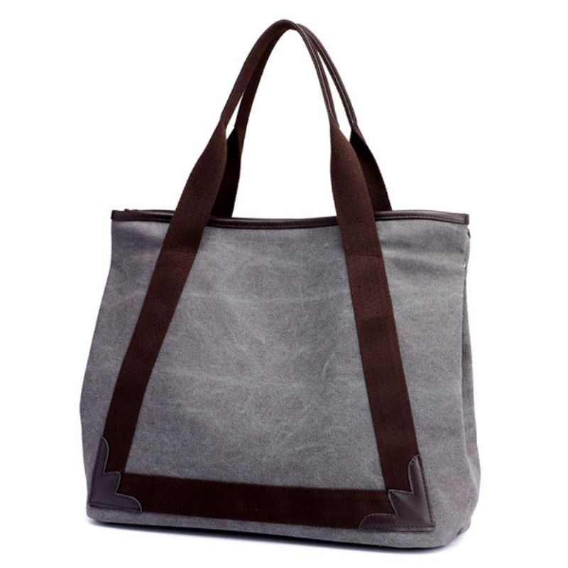 Casual Kvinner Canvas Patchwork Håndveske Skuldervesker Tote